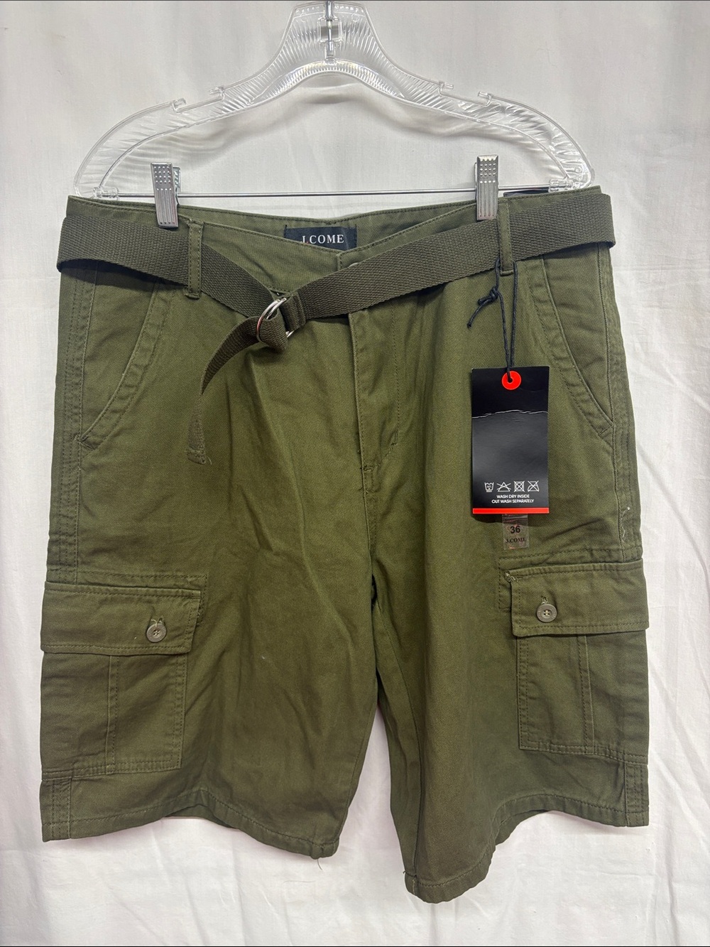 J.COME Olive Green Cargo Men’s Shorts with Belt size 36